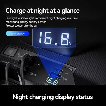 All New Retractable Car Charger 120W 4 in 1 Super Fast Charge Car Phone Charger PD USB Ports for Iphone Samsung Huawei Xiaomi